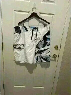 Joe Boxer Board Shorts Mens XL Swim Trunks lined Beach Surf Blue Black White